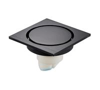 Stylish Black Square Drainage Grates for 4" Tile - Invisible Brass Floor Siphon for Bathroom & Outdoor Use - Modern Shower Drain Cover Solution