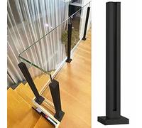 Stylish Black Square Glass Railing Post for Indoor Stairs 304 Stainless Steel Balustrade Kit Adjustable 90-110cm Height Modern Glass Panel System for Hallways and Balconies