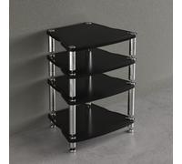 Stylish Black Stereo Cabinet - 82cm AV Media Stand for Record Players CD Audio Rack DVD Players Game Consoles & TV Boxes - Modern Audio Storage Solution