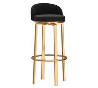 Stylish Black Swivel Bar Stools with Gold Metal Legs, Modern High Back Counter Height Chairs for Home Kitchen Dining - Set of 2, 65cm Height