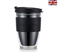 Stylish Black Travel Mug with Secure Grip & 0.25L Capacity - Dishwasher Safe