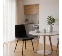 Stylish Black Velvet Dining Chairs Cushion Padded Metal Legs for Home & Kitchen