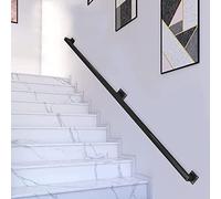 Stylish Black Wall-Mounted Safety Railing for Indoor/Outdoor Stairs - 1m Iron Pipe Handrail for Secure Support and Modern Home Decor