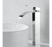 Stylish Black Waterfall Bathroom Faucet Single Handle 1 Hole Hot & Cold Mixer Modern Chrome Design for Washbasin & Sink Upgrade Perfect for Contemporary Washrooms