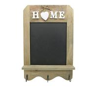 Stylish blackboard in vintage style - decorative blackboard with hooks & shelf - decorative chalkboard in country house style - slate board size 33 x 22 cm
