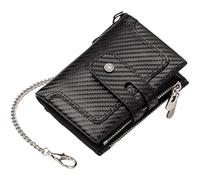 Stylish Blocking Wallet PU 1eather Coin Compartment Purse Change Purses Business Card Holder Storage Case Bag for Men, Carbon fiber