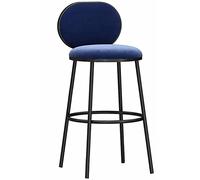 Stylish Blue Bar Stools PU Leather Upholstered Counter Height Barstools with Low Back & Footrest Classic Kitchen & Home Bar Seating - 72cm/28.3in