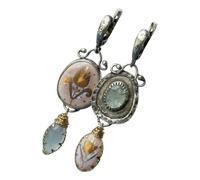 Stylish Blue Flower Drops Earrings Alloy Texture Comfortable Wear Retro Loose Earrings Suitable for Daily Outfits Daily Wear