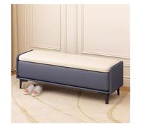 Stylish Blue Leather Ottoman Storage Bench - Rectangular Lift Top Footstool for Living Room Hallway & Bed End - Versatile Coffee Table with Ample Storage (100CM)