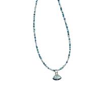 Stylish Blue Sea Shell Necklace Delicate Beaded Chain Accessory Jewelry Perfect for Casual and Formal Outfits Beaded Stone Chain Necklace, One Size, as described, as described