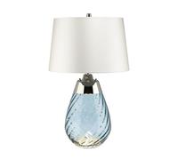 Loops Table Lamp Blue tinted Glass & Off-White Shade LED E27 60W Bulb d01887 in White Loops White