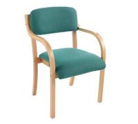 Stylish Blue Upholstered Solid Wood Dining Chairs with Armrests Comfortable Accent Chairs for Kitchen Living Room Office & Cafe Max Load 150kg