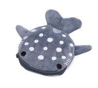 Stylish Blue Whale Coin Purse Plush Zipper Wallet Shark Shape Women's Key Pouch, Gray