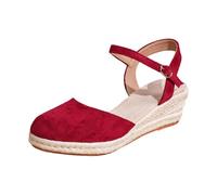 Stylish Boho Sandals Velvet Texture Flat Strap Ankle Strap for Summer Beach Days - Elegant Open Toe with Heel Ideal for Everyday Wear, red, 5 UK