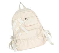Stylish Bowknot Decorated Nylon Backpack For Teen Girls And Women Preppy Styles Anime School Bag Pleated Pocket Rucksack Cute Bows Backpack