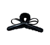 Stylish Bows Design Hair Clip Plush and Leather Barrettes for Securely Styling Autumn Winter Multiple Color Choices Thick Hairs Ponytail Holder