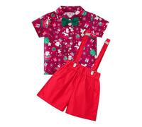 Stylish Boys Two Piece Holiday Party Outfit Toddler Shirt and Shorts Set for Smart Casual Summer Attire Christmas Jumpers for BoysMy First ChristmasGirls TopsElf Outfits Kids