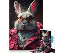 Stylish Bunny Chic 1000 Piece Jigsaw Puzzles for Adults Memory Boost Family Joy Pattern Assembly Santa Wish Pick 38x52cm