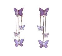 Stylish Butterfly Earrings with Graceful Tassels Ideal for Nature Loving Artistic People Date Jewellery