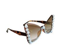 Stylish Butterfly Frame Sunglasses with Pearls Embellishment for Daily Use Elegant Pearls Frame for Women Fashion Accessories