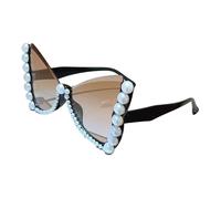 Stylish Butterfly Frame Sunglasses with Pearls Embellishment for Daily Use Elegant Pearls Frame for Women Fashion Accessories