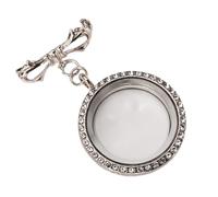 Stylish Butterfly Photo Locket Pin With Crystal Accents Alloy Accessory Photo Locket Brooch Accessory