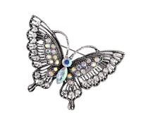 Stylish Butterfly Rhinestone Brooch Pin Solid Alloy Finish Wedding Anniversary Christmas Party Outfits Vintage Alloy Crystal Brooch, Einheitsgröße, As described