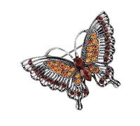 Stylish Butterfly Rhinestone Brooch Pin Solid Alloy Finish Wedding Anniversary Christmas Party Outfits Vintage Alloy Crystal Brooch, Einheitsgröße, As described