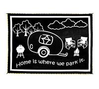 Stylish Camping LED Illuminated Border RV Home Mat, 8-Feet x 18-Feet, Black/White