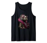 Stylish Capybara Portrait Fashion Wine Glass Graphic Rodent Tank Top