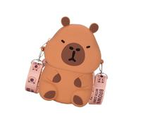 Stylish Capybara Silicone Coin Purse Soft Practical Designs Crossbody Purses Change Bag for Kids Teens and Animal Lover Round Head Designs