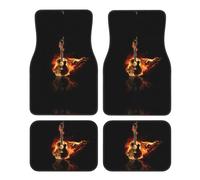 Stylish Car Foot Mat Four-Piece Set - Universal Accessories for SUV, Sedan, Truck - Fire Guitar (1) Full Print Design
