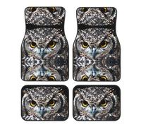 Stylish Car Foot Mat Four-Piece Set - Universal Accessories for SUV, Sedan, Truck - Yellow eyed owl Full Print Design