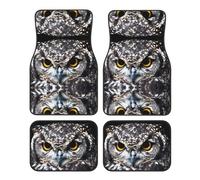 Stylish Car Foot Mat Four-Piece Set - Universal Accessories for SUV, Sedan, Truck - Yellow eyed owl Full Print Design