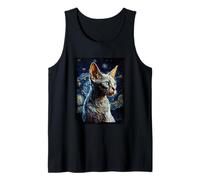 Stylish Cat Art Print Inspired by Van Goghs Masterpieces Tank Top