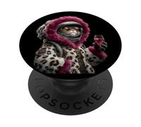 Stylish Cat Astronaut Space Feline Wine Glass Graphic Kitten PopSockets Adhesive PopGrip