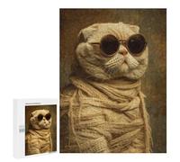 Stylish Cat in Sunglasses Puzzle 1000 Teile Schwer Puzzle Spielzeug Lernspiel Impossible Herausforderungsspielzeug Für Erwachsene Kinder 500 PCS