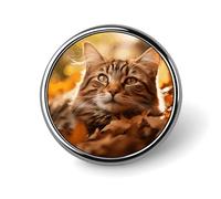Stylish Cat Lies Down Printed Round Brooch: Lightweight, Durable, Stylish Wedding Accessory Ideal for Valentine's Day And Women's Day