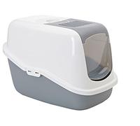 Stylish Cat Litter Box - with Tall Sides & Top Opening - Active Carbon Filter - Ideal for Anxious or Nervous Cats and Timid Kittens (- Light Grey)
