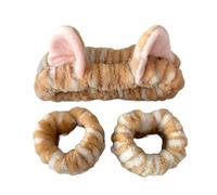 Stylish Cats Ear Hairband With Wrist Wash Band For Female Face Washing Use Skincare Makeup Accessories For Everyday Use