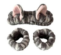 Stylish Cats Ear Hairband with Wrist Wash Band for Female Face Washing Use Skincare Makeup Accessories for Everyday Use