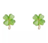 Stylish Cats Eye Stone Earrings Four Leaf Clovers Shaped Ear Studs Stylish Ladies Ear Accessory For Special Occasions Commuters Jewelry