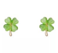 Stylish Cats Eye Stone Earrings Four Leaf Clovers Shaped Ear Studs Stylish Ladies Ear Accessory For Special Occasions
