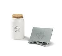 Stylish Ceramic Tooth Fairy jar with Cork lid. Perfect Tooth Fairy kit for Boys and Girls! Tooth Holder Keepsake Pouch to Save Lost Teeth. Simplify The toothfairy's Job - Modern Twist on The Pillow