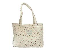 Stylish Checkered Heart Design Quilted Shoulder Bag Extra Large Capacity Lightweight Polyester Ergonomic Strap for Outdoor Activities Quilted Cotton Reinforced with Heart Plaided Pattern Large