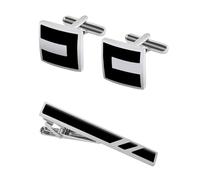 Stylish Checkered Pattern Tie Clip and Cufflinks Set Cuff Links Accessories for Business Formal Occasions Men ' s Dress Accessories Set