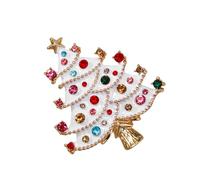 Stylish Christmas Brooch With Rhinestones Beautiful Holiday Christmas Tree Snowman Brooch For Women Rhinestones Decors Holiday Jewelry