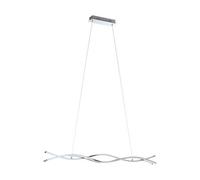 Stylish Chrome Pendant Ceiling Light With White Shade And Led Bulbs