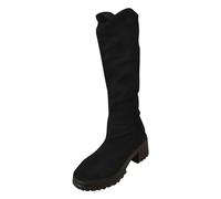 Stylish Classic Round Toe Low Heel Over The Knee Western Boots Round Toe Overknee Boots, black, 5 UK