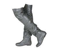 Stylish Classic Round Toe Low Heeled Over The Knee Western Boots for Women Comfortable Durable Fashionable High Boots (Grey, 5)
